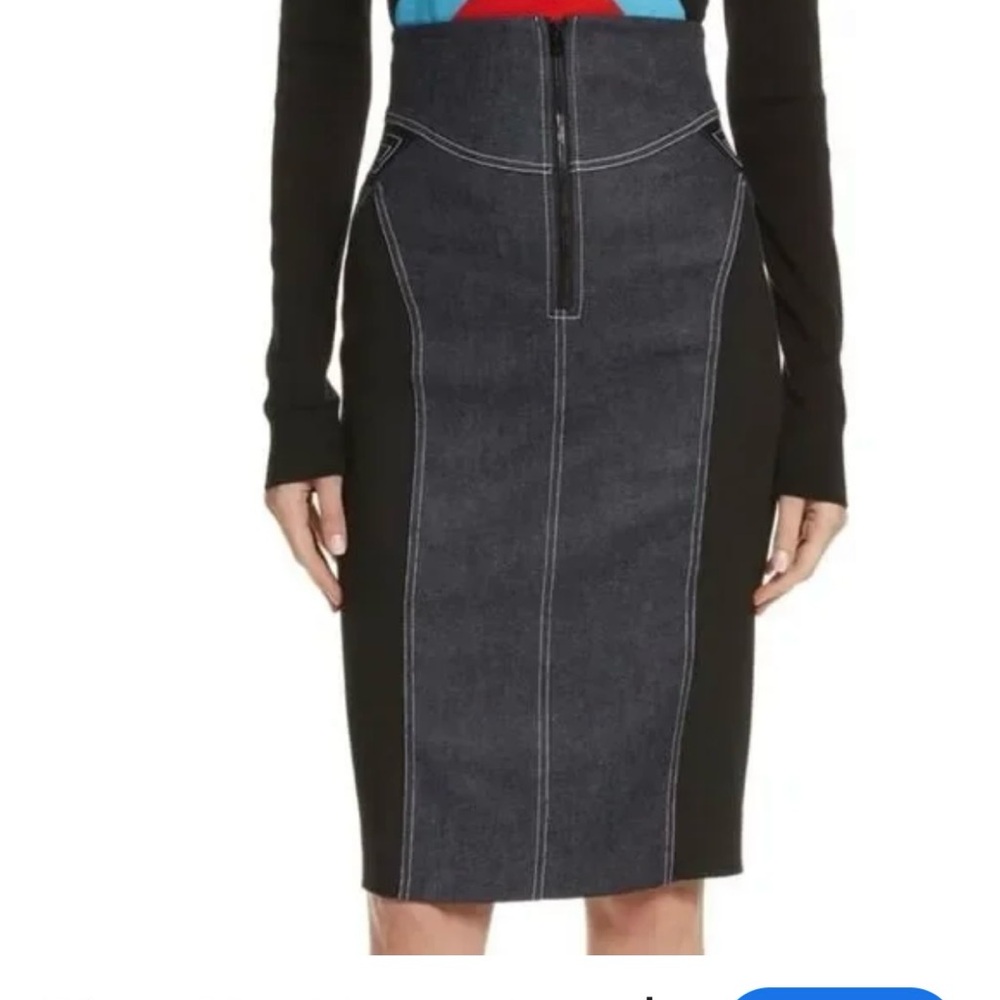 Diane Von Furstenberg Black and Dark Gray Pencil Skirt